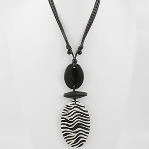 Zebra Printed Pendant Necklace